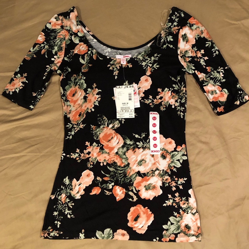 Bongo Black Floral Top